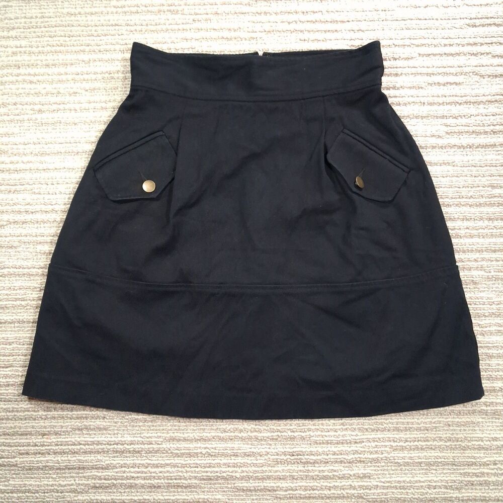 plenty by tracy reese womens size 6 black flap pocket casual cotton a-line skirt
